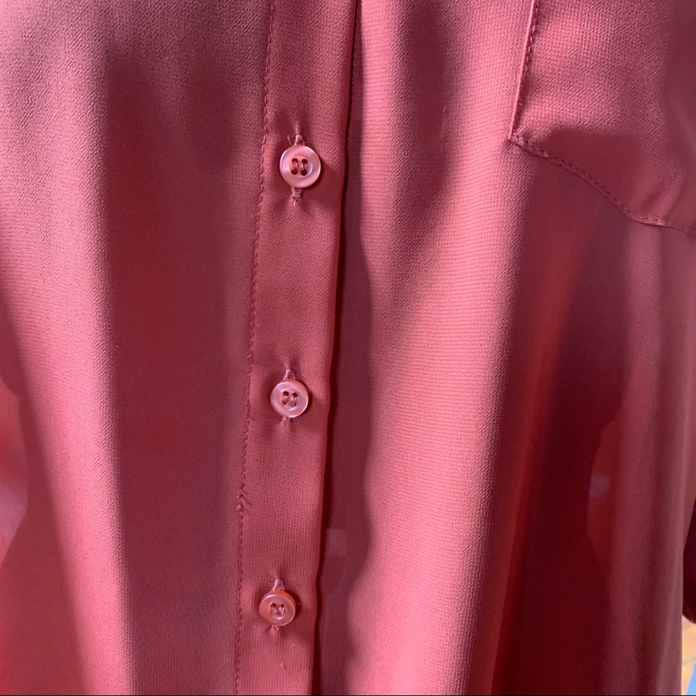 Rust Chiffon Buttoned Sheer Blouse - image 5